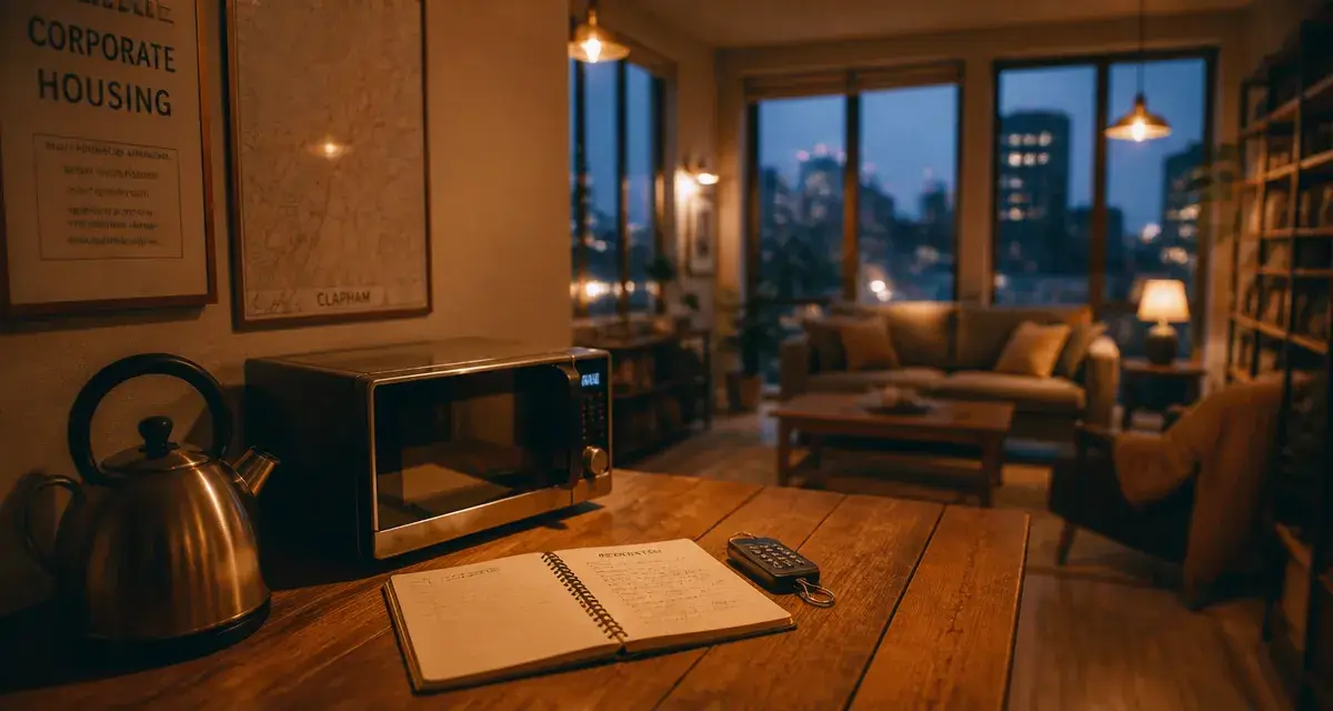 Location appartement Londres courte durée, cuisine meublée avec clé à code
