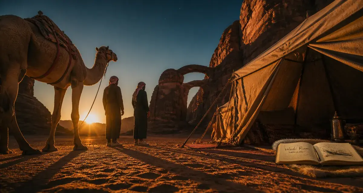 Que visiter en Jordanie : Wadi Rum et arches rocheuses au coucher du soleil