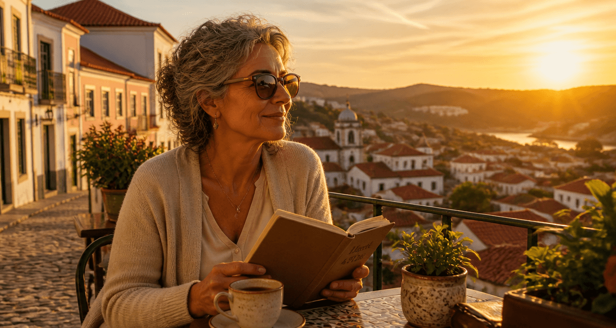 voyager seule femme 50 ans terrasse Portugal