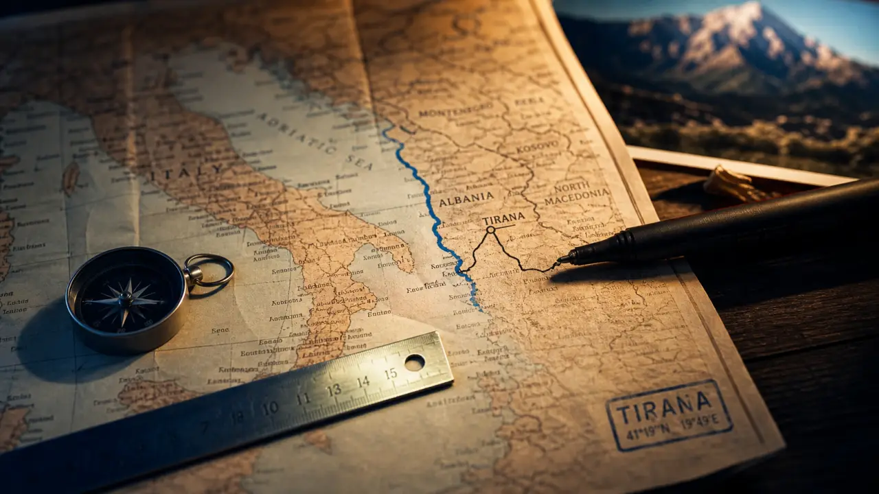 Albanie sur carte du monde, côte adriatique et Balkans