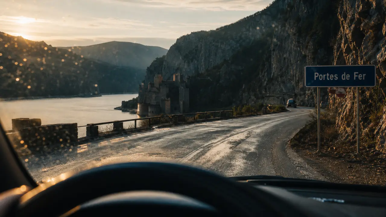 Serbie paysages : route sinueuse vers les gorges du Danube, forteresse de Golubac