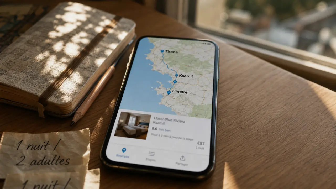 Voyage Albanie Booking : carte hôtels Ksamil Himarë Tirana