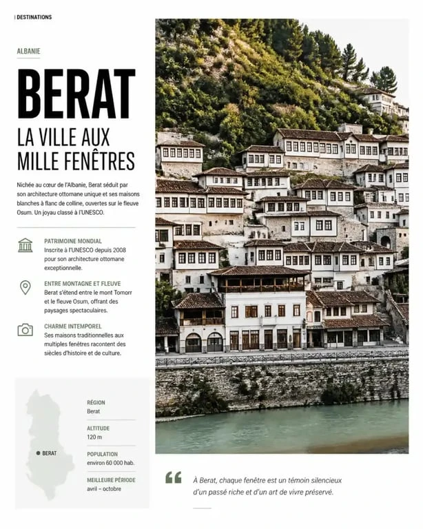 Architecture historique de Berat, étape incontournable d'un circuit en Albanie de 15 jours