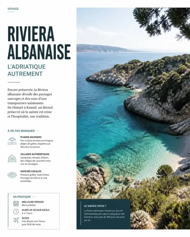 Plage de la Riviera albanaise, point fort d'un circuit en Albanie de 15 jours