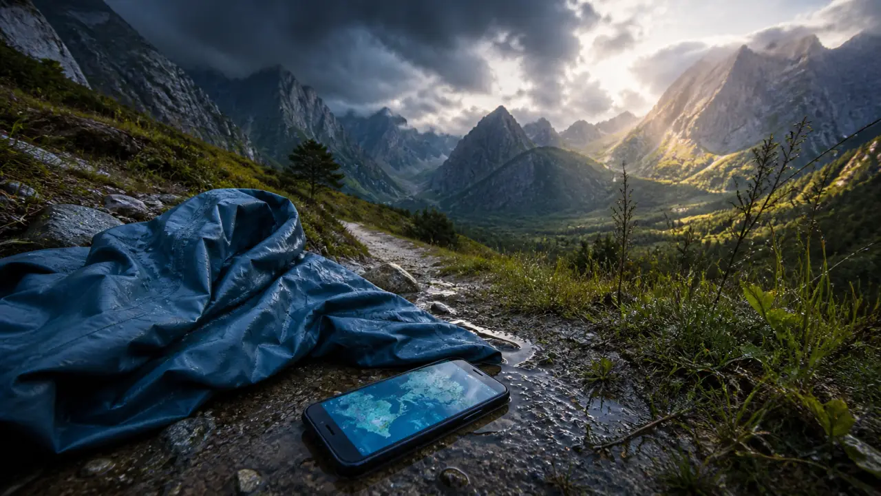 Meteo Valbona Albanie : pluie et vent sur un smartphone