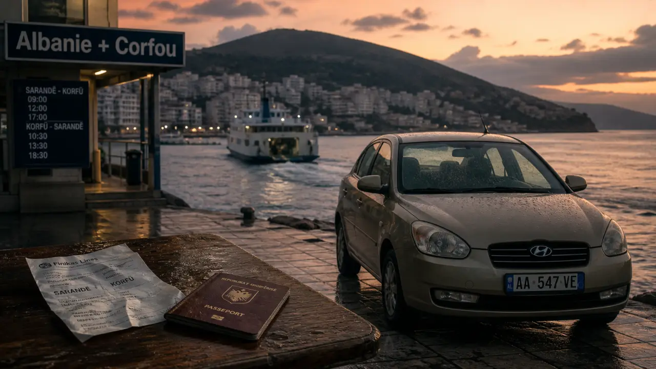 Road trip albanie corfou : voiture et ferry au port de Saranda