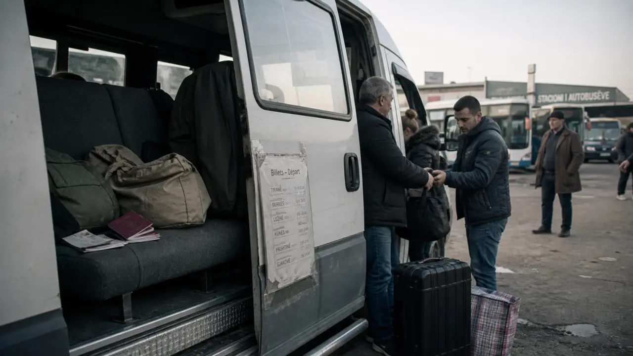 Minibus pour les transports en Albanie, gare routière et billets au départ.