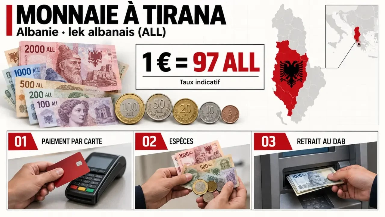 Tirana Albanie monnaie : lek albanais, conversion euro-lek et moyens de paiement