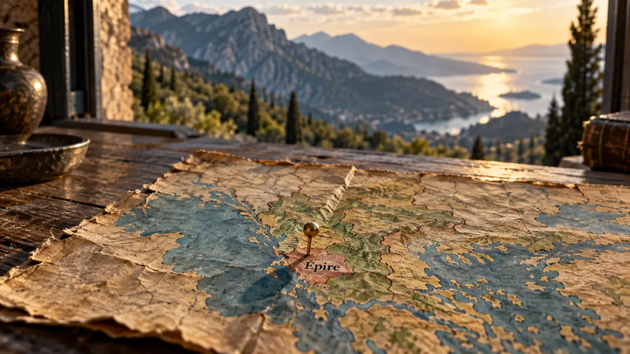 Carte de l’Épire, région des balkans entre la Grèce et l’Albanie