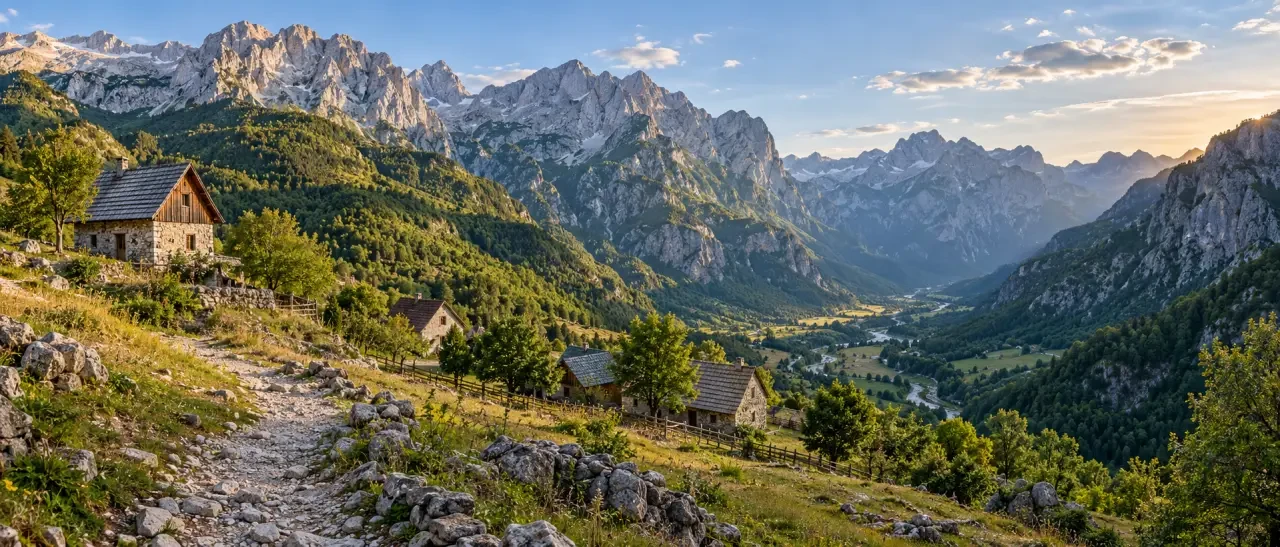 Paysage des Alpes albanaises dans la vallée de Theth