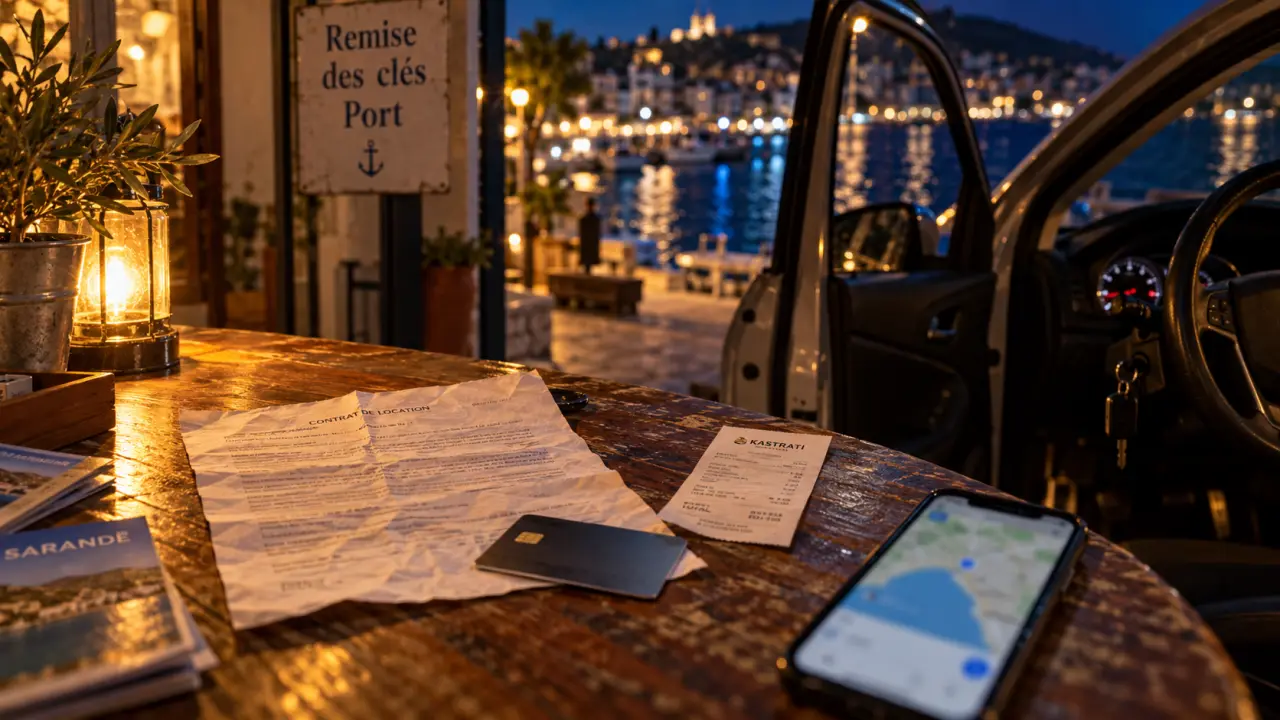 Location voiture Albanie Saranda : remise des clés au port