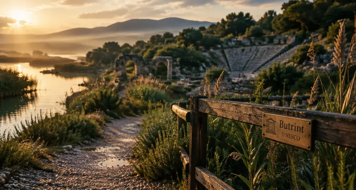 Patrimoine unesco albanie : Butrint, ruines UNESCO au lever du jour