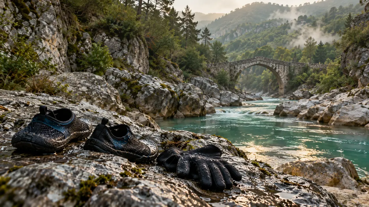 Permet Albanie, canyon de Langarica, eau turquoise et vapeur