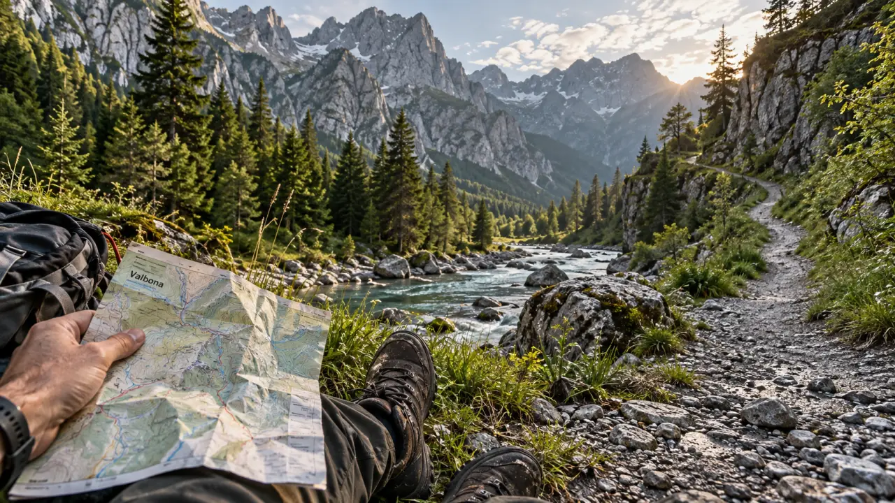 Randonnée facile valbona albanie : sentier dans la vallée
